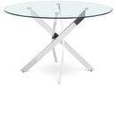  Color_Chrome -- Xander 48" Chrome Glass Top And Iron Base Round Dining Table IMAGE 1