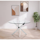  Color_Chrome -- Xander 48" Chrome Glass Top And Iron Base Round Dining Table IMAGE 2