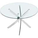  Color_Chrome -- Xander 48" Chrome Glass Top And Iron Base Round Dining Table IMAGE 3