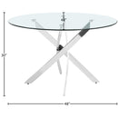  Color_Chrome -- Xander 48" Chrome Glass Top And Iron Base Round Dining Table IMAGE 4