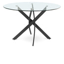  Color_Matte Black -- Xander 48" Black Glass Top And Iron Base Round Dining Table IMAGE 1