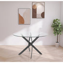  Color_Matte Black -- Xander 48" Black Glass Top And Iron Base Round Dining Table IMAGE 2