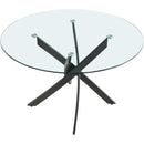  Color_Matte Black -- Xander 48" Black Glass Top And Iron Base Round Dining Table IMAGE 3