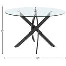  Color_Matte Black -- Xander 48" Black Glass Top And Iron Base Round Dining Table IMAGE 4