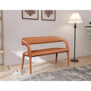 Color_Cognac -- Sylvester Cognac Vegan Leather Upholstered Bench IMAGE 2