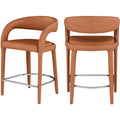  Color_Cognac -- Sylvester Cognac Vegan Leather Upholstered Counter Stool IMAGE 1