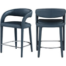  Color_Navy -- Sylvester Navy Vegan Leather Upholstered Counter Stool IMAGE 1