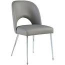  Color_Chrome/ Grey -- Logan Grey Vegan Leather Upholstered Dining Chair IMAGE 1