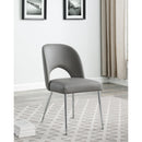  Color_Chrome/ Grey -- Logan Grey Vegan Leather Upholstered Dining Chair IMAGE 2