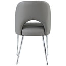  Color_Chrome/ Grey -- Logan Grey Vegan Leather Upholstered Dining Chair IMAGE 3