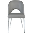  Color_Chrome/ Grey -- Logan Grey Vegan Leather Upholstered Dining Chair IMAGE 4