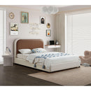  Size_Full -- Blake Brown Two Tone Vegan Leather And Linen Textured Fabric Upholstered Full Bed IMAGE 2