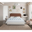  Size_Full -- Blake Brown Two Tone Vegan Leather And Linen Textured Fabric Upholstered Full Bed IMAGE 4
