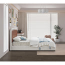  Size_Full -- Blake Brown Two Tone Vegan Leather And Linen Textured Fabric Upholstered Full Bed IMAGE 5