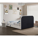  Size_Full -- Blake Brown Two Tone Vegan Leather And Linen Textured Fabric Upholstered Full Bed IMAGE 6