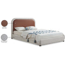  Size_Full -- Blake Brown Two Tone Vegan Leather And Linen Textured Fabric Upholstered Full Bed IMAGE 9