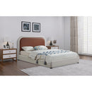  Size_King -- Blake Brown Two Tone Vegan Leather And Linen Textured Fabric Upholstered King Bed IMAGE 2