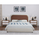  Size_Queen -- Blake Brown Two Tone Vegan Leather And Linen Textured Fabric Upholstered Queen Bed IMAGE 4