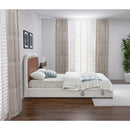  Size_Queen -- Blake Brown Two Tone Vegan Leather And Linen Textured Fabric Upholstered Queen Bed IMAGE 5