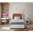  Size_Twin -- Blake Brown Two Tone Vegan Leather And Linen Textured Fabric Upholstered Twin Bed IMAGE 4