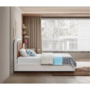  Size_Twin -- Blake Brown Two Tone Vegan Leather And Linen Textured Fabric Upholstered Twin Bed IMAGE 5