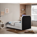  Size_Twin -- Blake Brown Two Tone Vegan Leather And Linen Textured Fabric Upholstered Twin Bed IMAGE 6