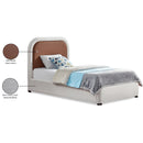  Size_Twin -- Blake Brown Two Tone Vegan Leather And Linen Textured Fabric Upholstered Twin Bed IMAGE 9