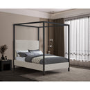 Meridian James Beige Linen Textured Fabric Full Bed IMAGE 2