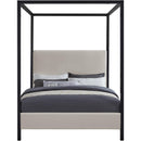 Meridian James Beige Linen Textured Fabric Full Bed IMAGE 3