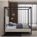 Meridian James Beige Linen Textured Fabric Full Bed IMAGE 5