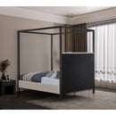 Meridian James Beige Linen Textured Fabric Full Bed IMAGE 6