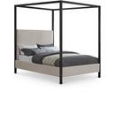 Meridian James Beige Linen Textured Fabric King Bed IMAGE 1