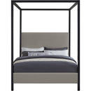  Color_Grey  Size_King  -- James Grey Linen Textured Fabric Upholstered King Bed IMAGE 3