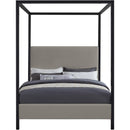 Meridian James Grey Linen Textured Fabric Queen Bed IMAGE 3