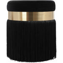  TOV Furniture Melody TOV-OC68211 Tasseled Ottoman - Black IMAGE 1