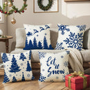 SNOWFLAKE 18x18 PILLOW COVER- WHITE&BLUE