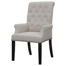  Coaster Furniture Alana 115183 Velvet Upholstered Dining Arm Chair - Sand IMAGE 3