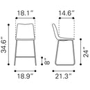  Zuo Smart 109649 Counter Stool - Black IMAGE 10