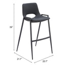  Zuo Desi 109540 Barstool - Black IMAGE 9