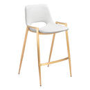  Zuo Desi 109553 Counter Stool - White & Gold IMAGE 1