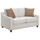  Coaster Furniture Christine 552062 Upholstered Sloped Arm Loveseat - Beige IMAGE 1