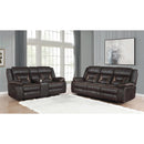  Coaster Furniture Greer 651355 Upholstered Motion Reclining Loveseat - Brown IMAGE 3