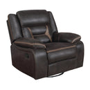  Coaster Furniture Greer 651356 Upholstered Swivel Glider Recliner Chair - Brown IMAGE 1