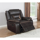 Coaster Furniture Greer 651356 Upholstered Swivel Glider Recliner Chair - Brown IMAGE 4