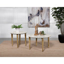 Coaster Furniture Aldis 703718 Round Marble Top Coffee Table - White and Natural IMAGE 4