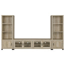  Coaster Furniture Sachin 736283-SET 3-piece Entertainment Center with 79" TV Stand - Antique Pine IMAGE 1