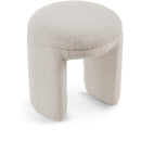  Color_Beige -- Meridian Bowen Faux Shearling Teddy Fabric Upholstered Stool IMAGE 1
