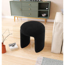  Color_Black -- Bowen Black Faux Shearling Teddy Fabric Upholstered Stool IMAGE 2