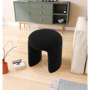 Meridian Bowen Black Faux Shearling Teddy Fabric Ottoman/Stool IMAGE 2