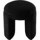  Color_Black -- Bowen Black Faux Shearling Teddy Fabric Upholstered Stool IMAGE 3
